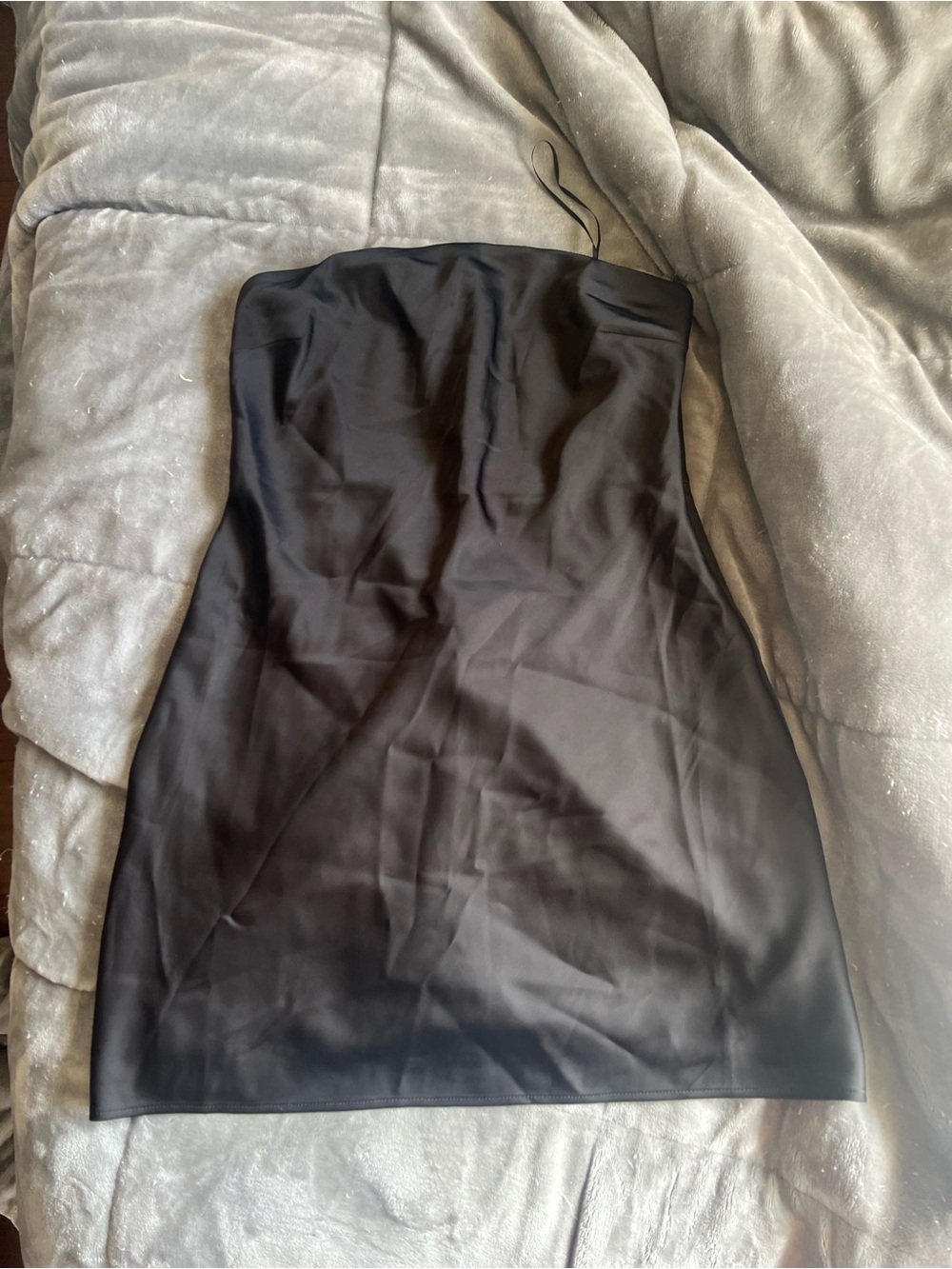 Dynamite Black Strapless Satin Mini Dress